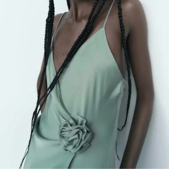 ZARA Satin Midi Slip Dress - Picture 3 of 7